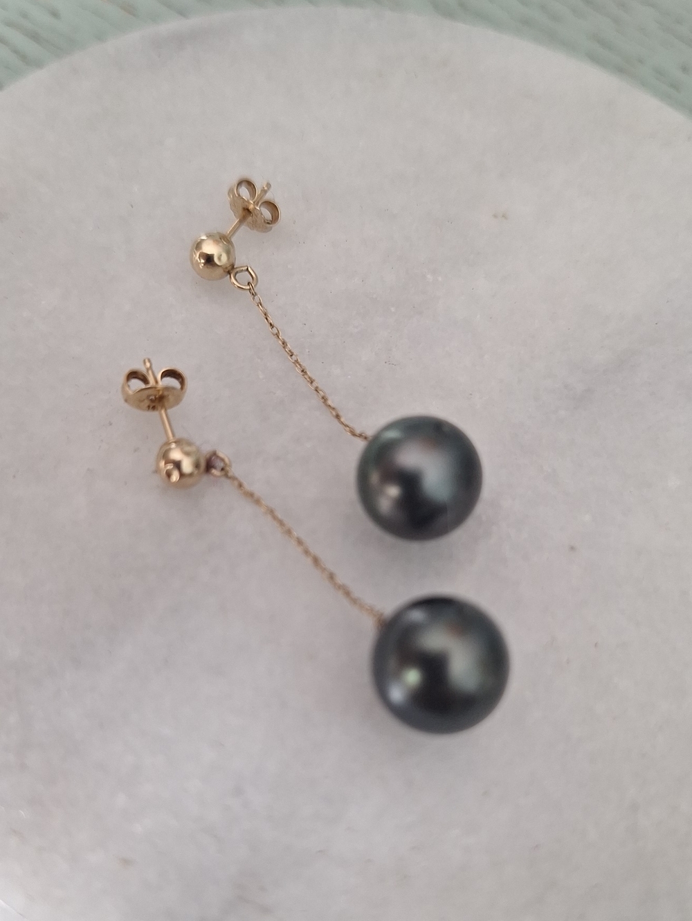 Effy Gold Chain Drop Earrings with Dark Gray Pearls